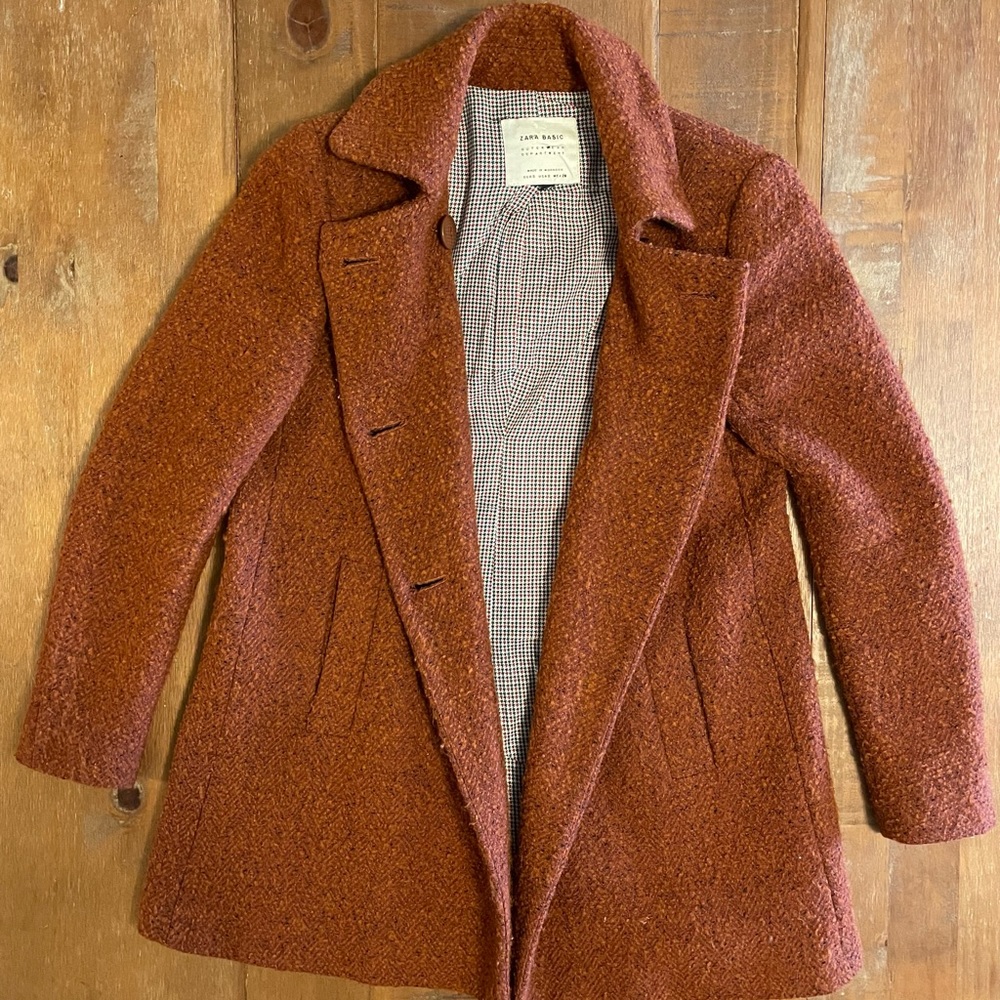 Zara S Burnt Orange Peacoat
